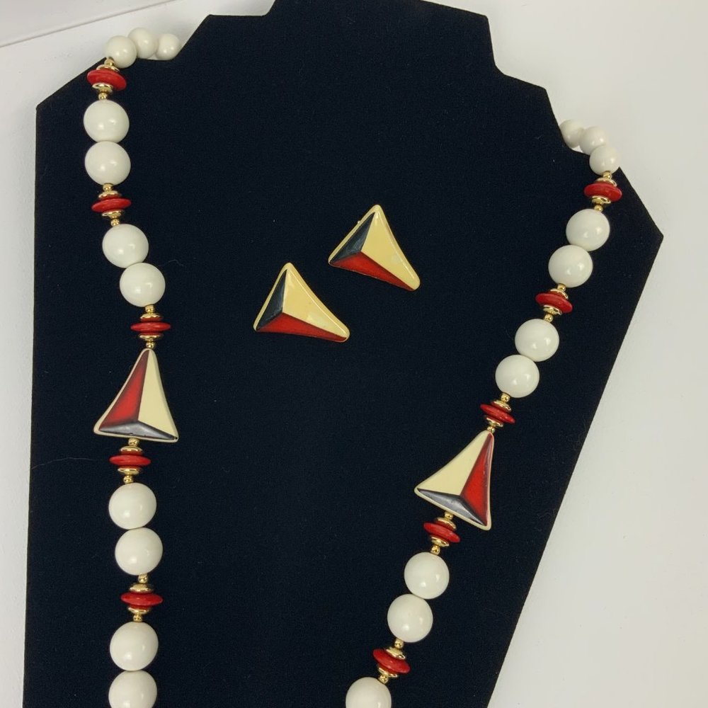 Vintage Art Deco Chunky Bead Necklace And Earrings - Picture 16 of 16